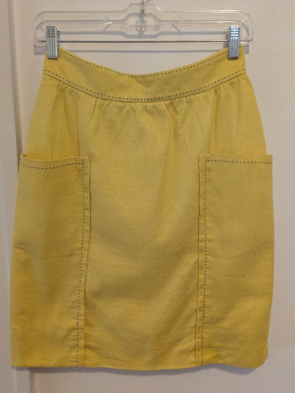 Anthropologie Cartonnier Yellow Cotton Textured Pencil Skirt